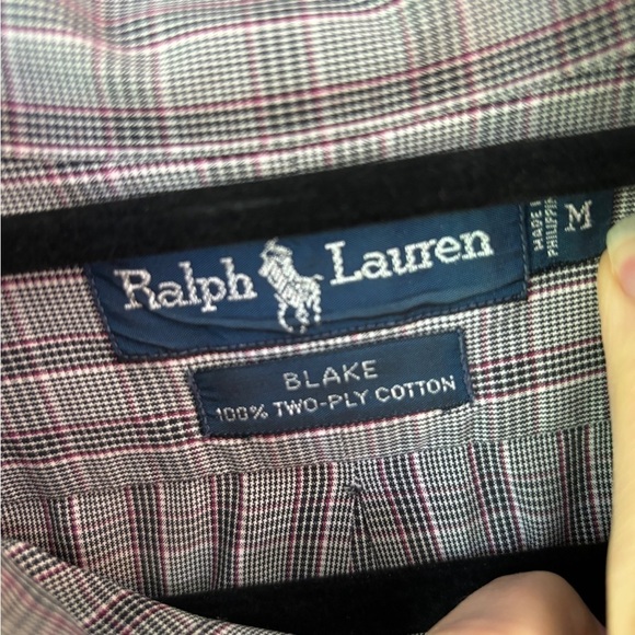Ralph Lauren Blake 100% Two-Ply Cotton Dress Shirt Grey/Pink/White Stripes M - Picture 3 of 11